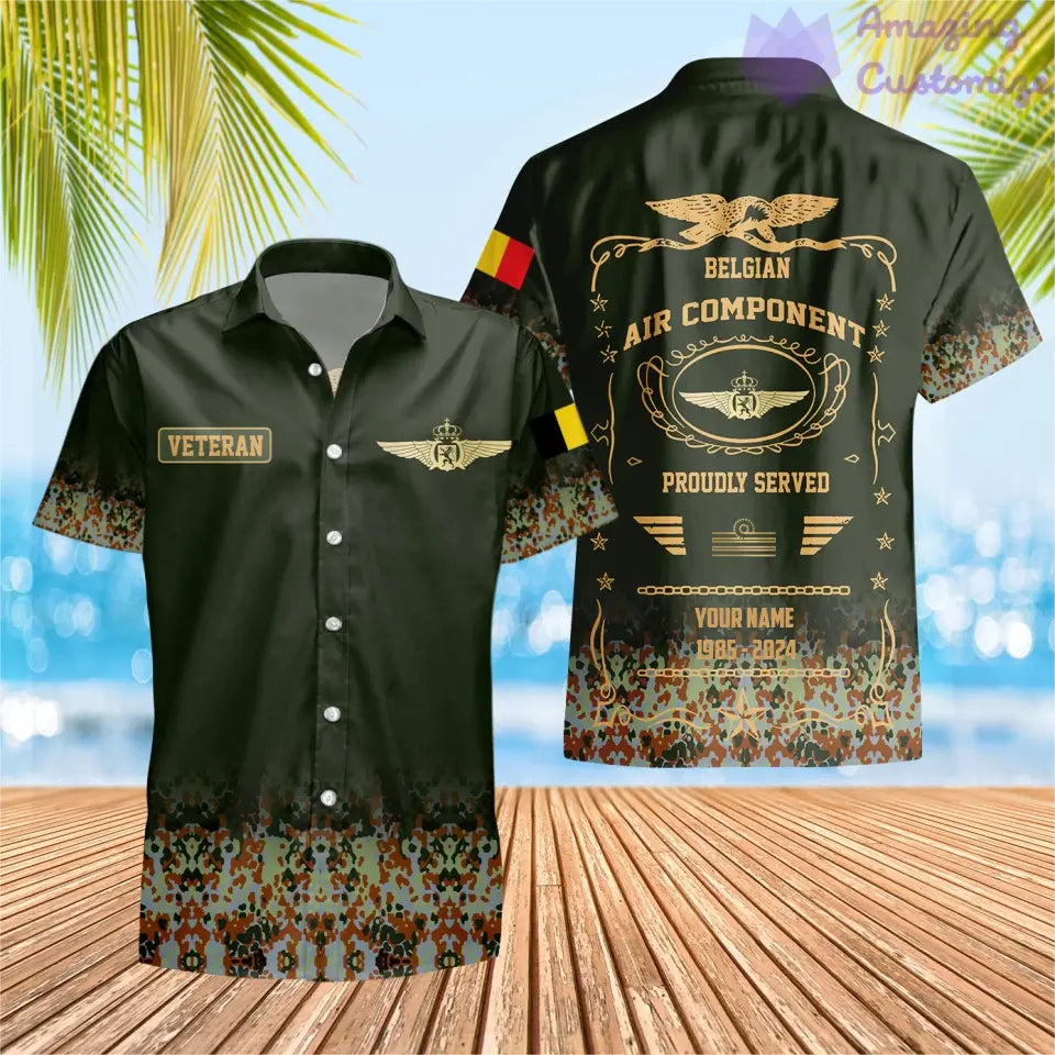 Sweat à capuche personnalisé avec camouflage soldat/vétéran belge avec nom, année et grade imprimé sur toute la surface - 1721606402