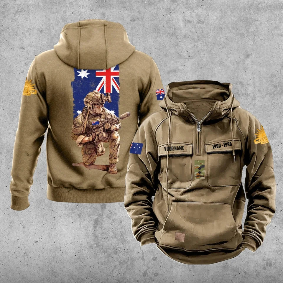 Personalized Australia Soldier/Veteran Vintage Hoodie All Over Printed - 17194464