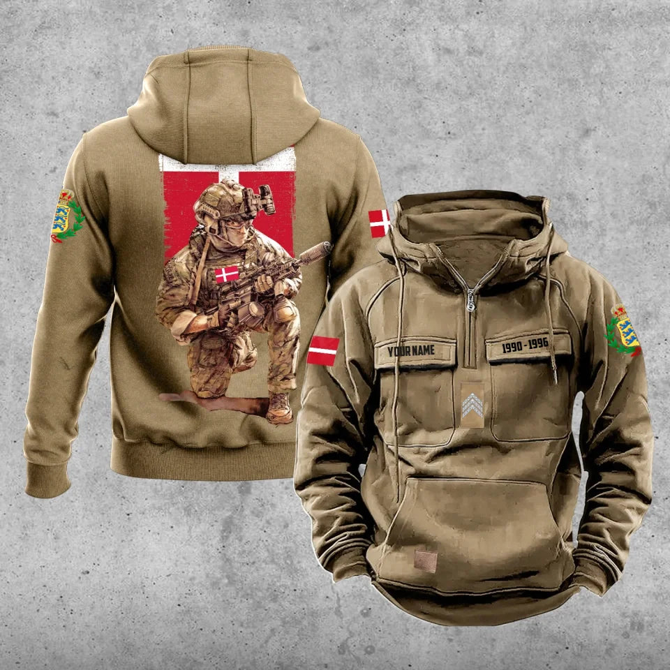 Personalized Denmark Soldier/Veteran Vintage Hoodie All Over Printed - 17194464