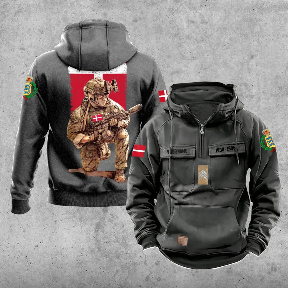 Personalized Denmark Soldier/Veteran Vintage Hoodie All Over Printed - 17194464