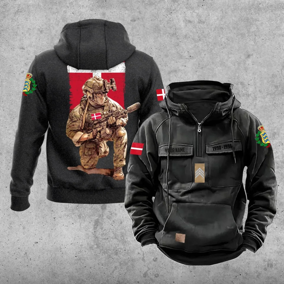 Personalized Denmark Soldier/Veteran Vintage Hoodie All Over Printed - 17194464