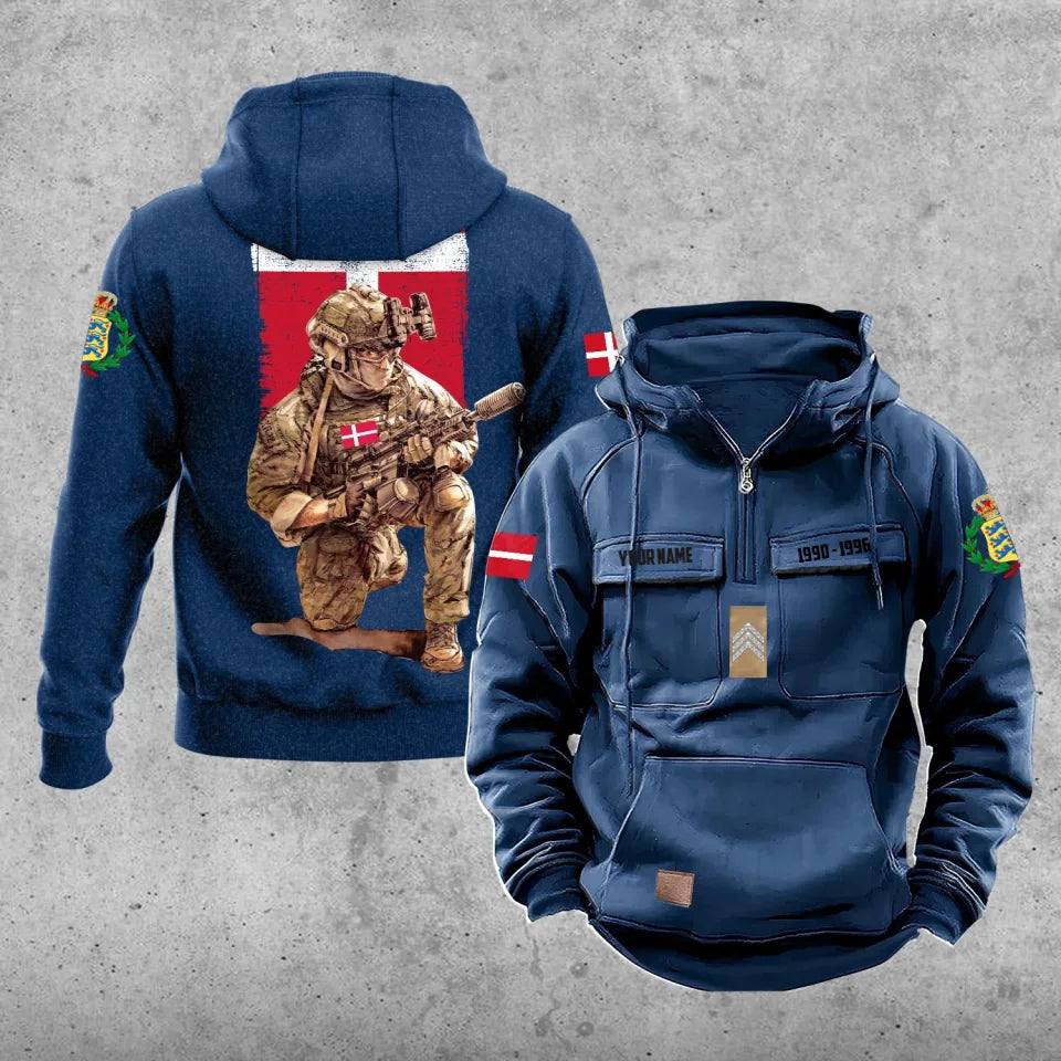 Personalized Denmark Soldier/Veteran Vintage Hoodie All Over Printed - 17194464