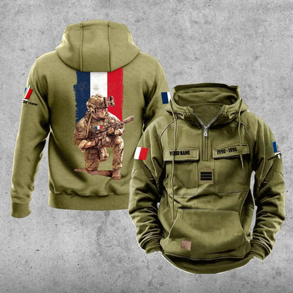 Personalized France Soldier/Veteran Vintage Hoodie All Over Printed - 17194464