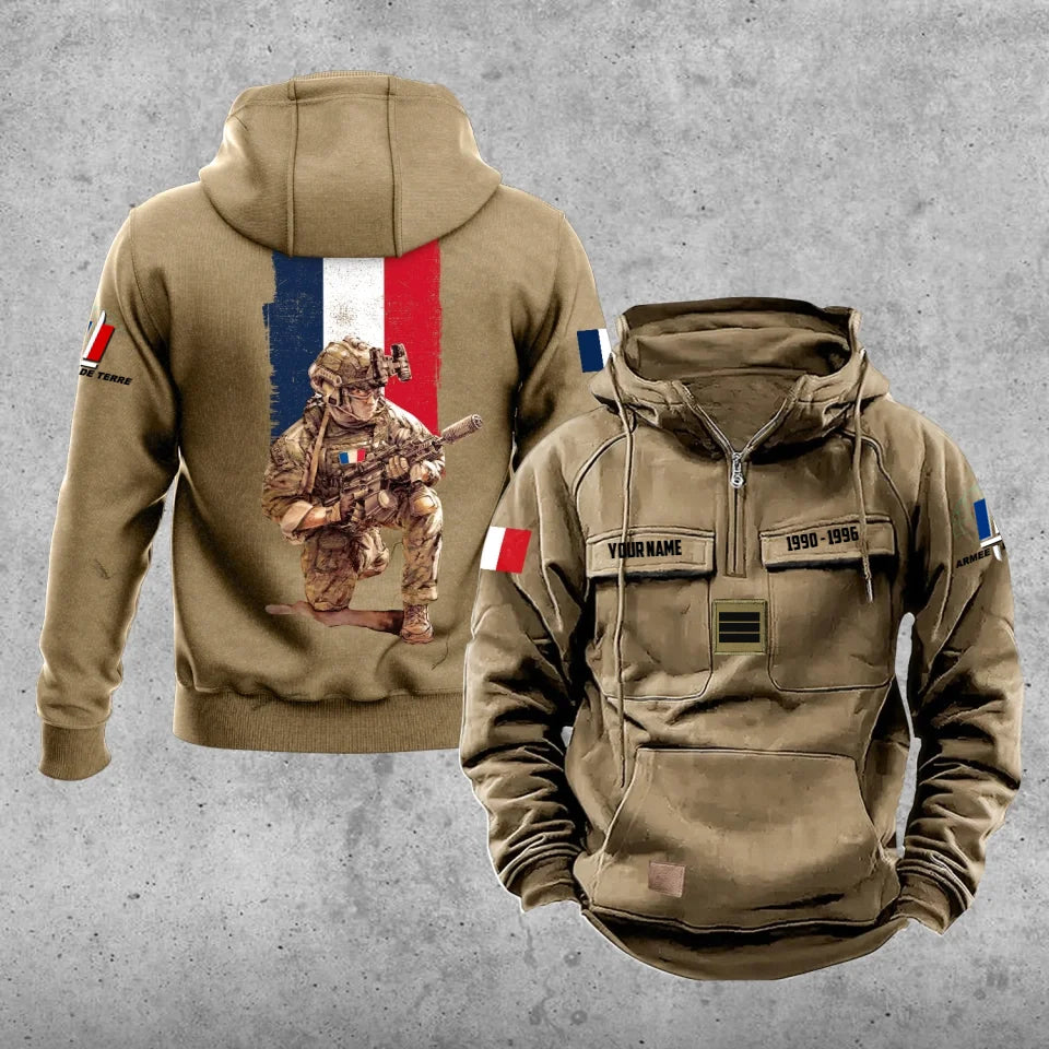Personalized France Soldier/Veteran Vintage Hoodie All Over Printed - 17194464