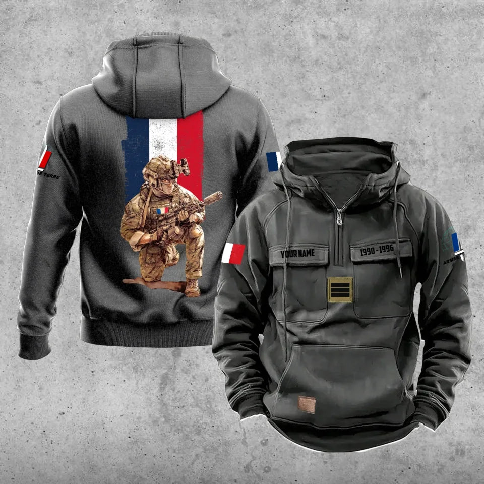 Personalized France Soldier/Veteran Vintage Hoodie All Over Printed - 17194464