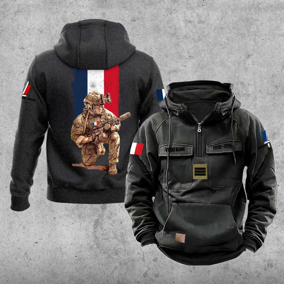 Personalized France Soldier/Veteran Vintage Hoodie All Over Printed - 17194464