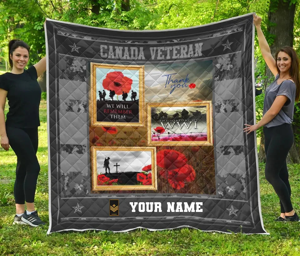 Personalized Canadian Soldier/ Veteran Camo With Name And Rank Quilt 3D Printed - 17231616