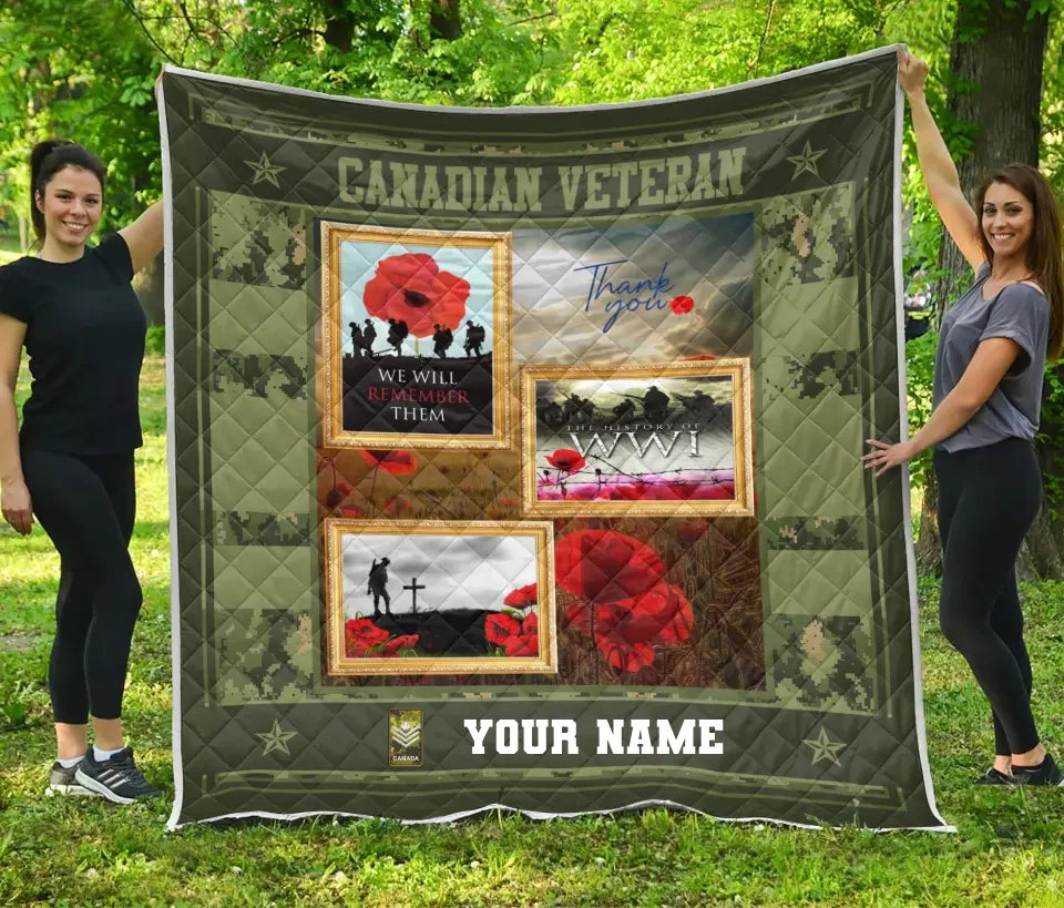 Personalized Canadian Soldier/ Veteran Camo With Name And Rank Quilt 3D Printed - 17231616