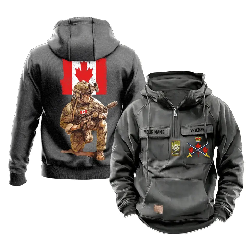 Personalized Canada Soldier/Veteran Vintage Hoodie All Over Printed - 21062401QA