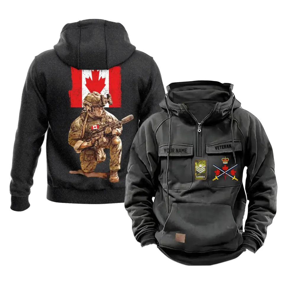 Personalized Canada Soldier/Veteran Vintage Hoodie All Over Printed - 21062401QA