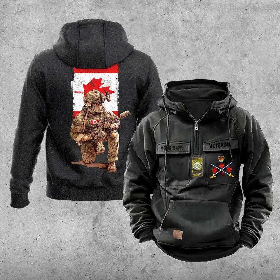 Personalized Canada Soldier/Veteran Vintage Hoodie All Over Printed - 21062402QA