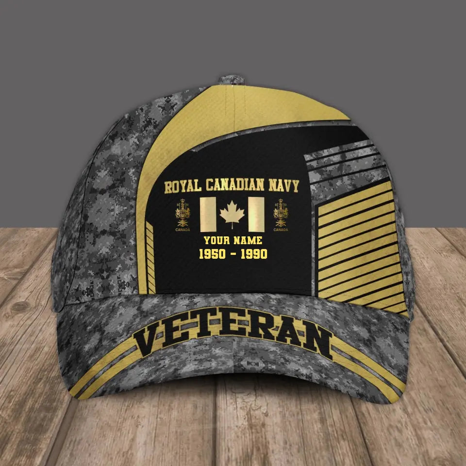 Personalized Rank, Year And Name Canadian Soldier/Veterans Camo Baseball Cap Veteran- 2103240001