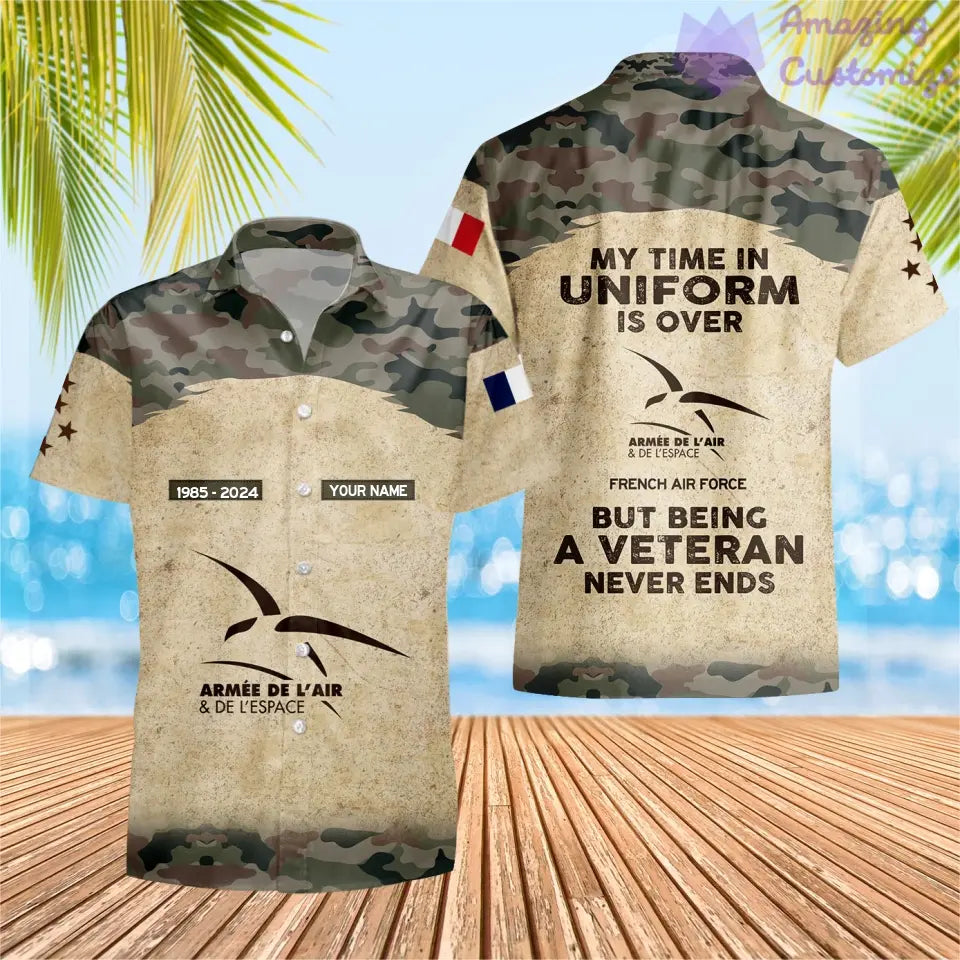 Personalized France Soldier/Veteran Camo with Name, Year and Rank Hawaii Shirt All Over Printed - 17200512