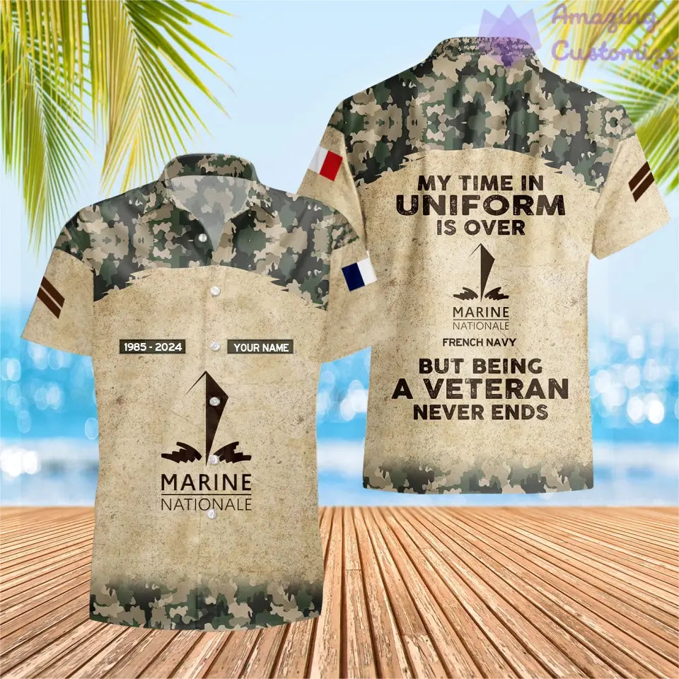 Personalized France Soldier/Veteran Camo with Name, Year and Rank Hawaii Shirt All Over Printed - 17200512
