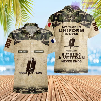 Personalized France Soldier/Veteran Camo with Name, Year and Rank Hawaii Shirt All Over Printed - 17200512