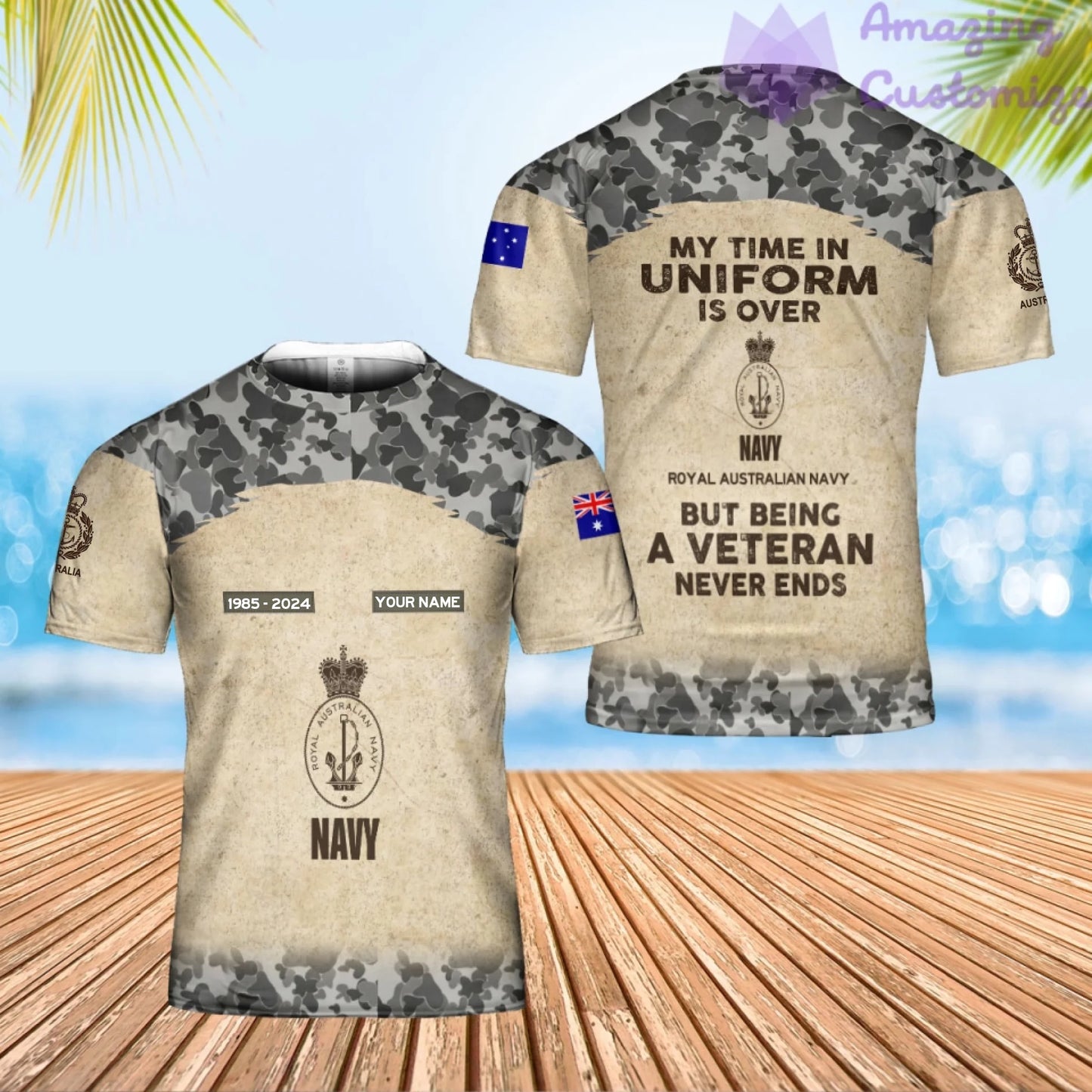 Personalized Australia Soldier/Veteran Camo with Name, Year and Rank Hawaii All Over Printed - 17200512