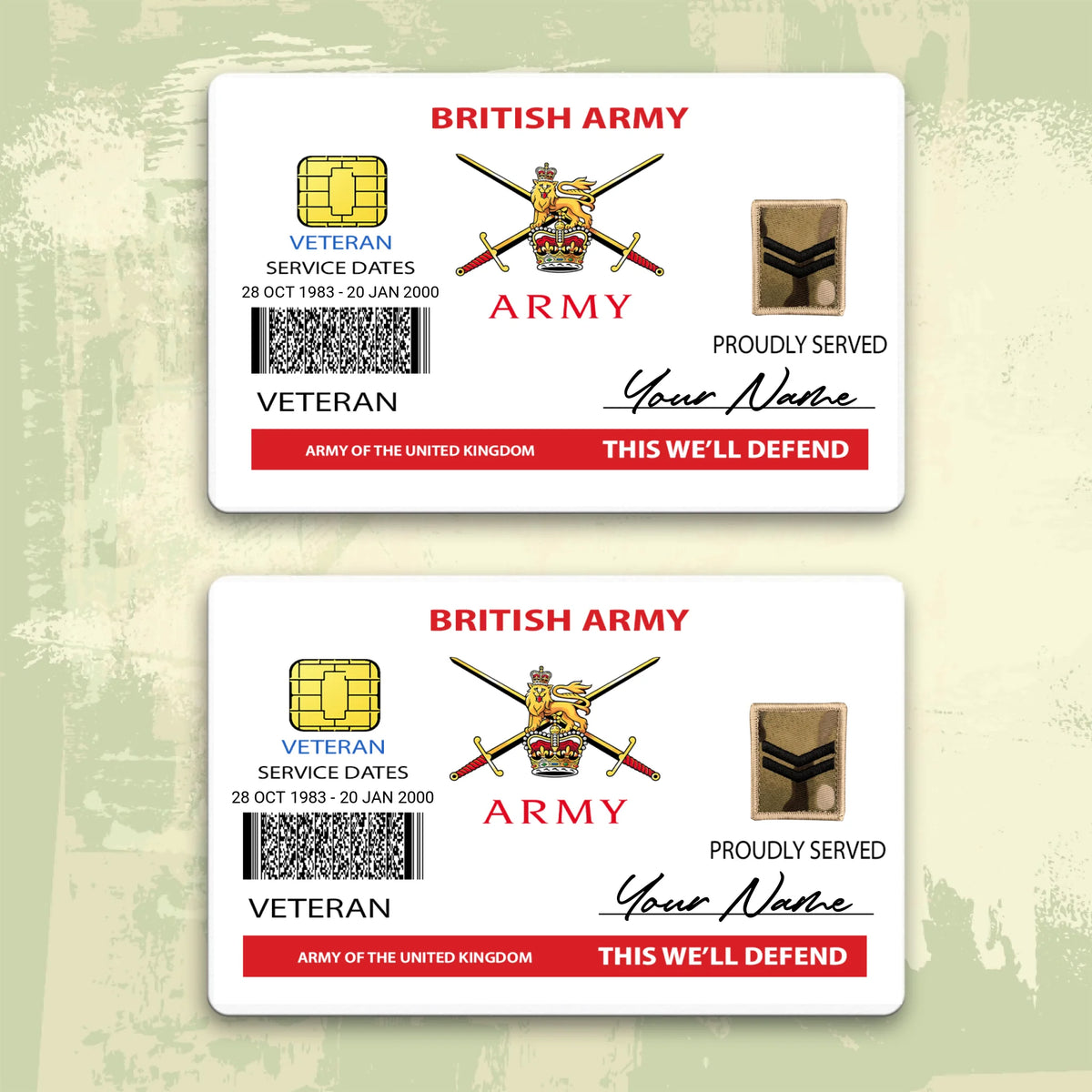 Military Mod Card Personalized UK Soldier/ Veteran With Rank, Name And Year Aluminum Wal ...