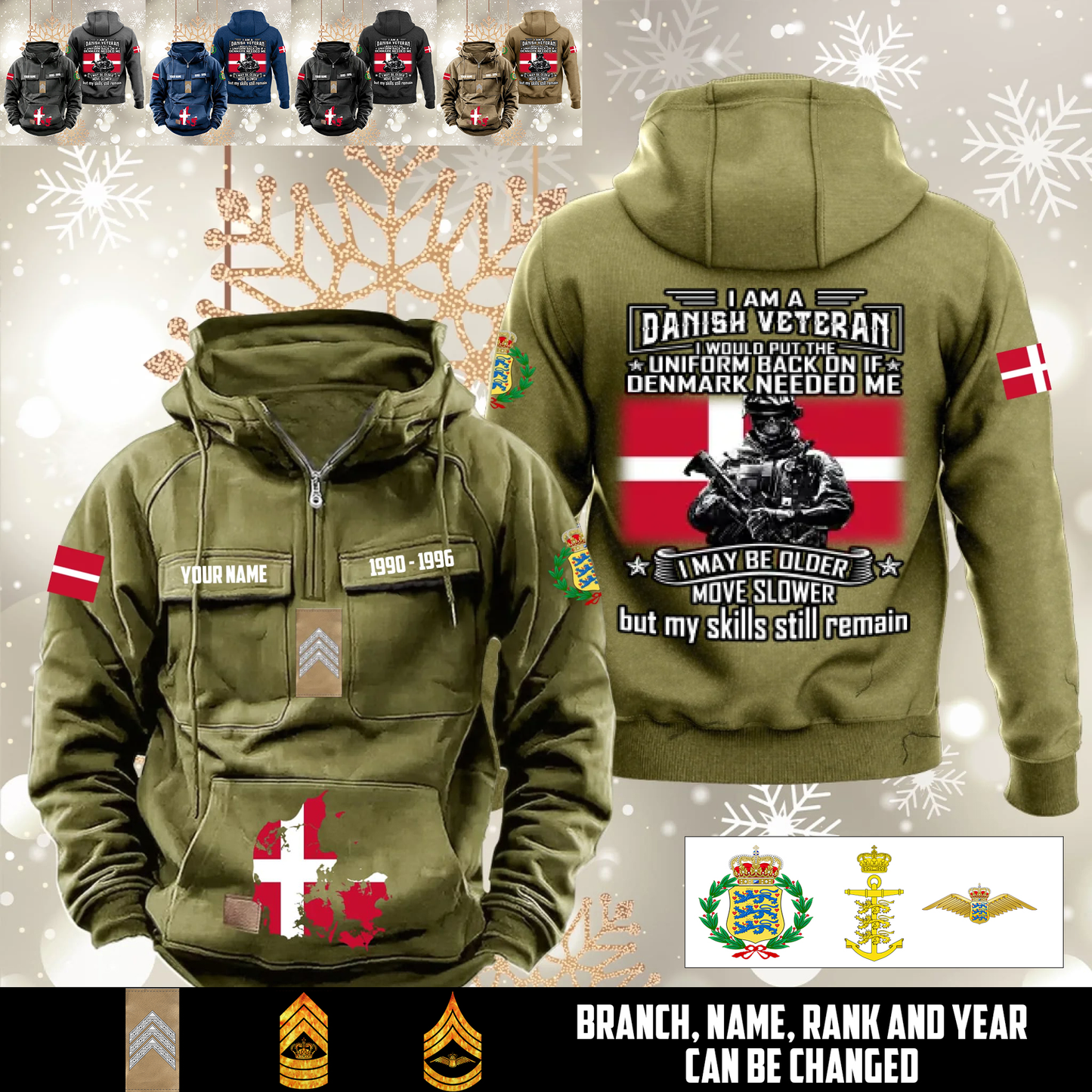 Personalized Denmark Soldier/Veteran Vintage Hoodie All Over Printed - 1760313603