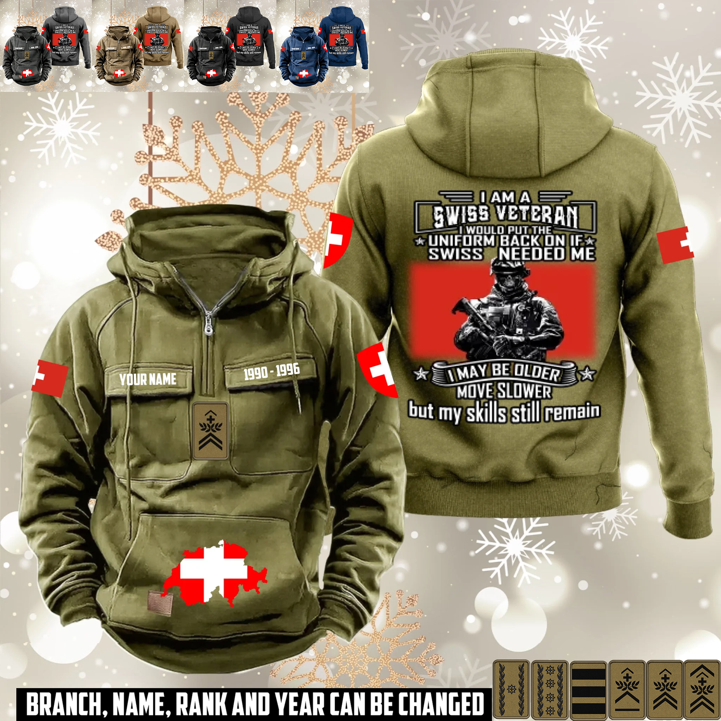 Personalized Swiss Soldier/Veteran Vintage Hoodie All Over Printed - 1760313603