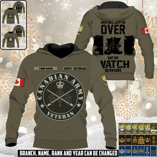 Personalized Canada Soldier/Veteran Camo with Name and Rank Hoodie All Over Printed - 1761350402