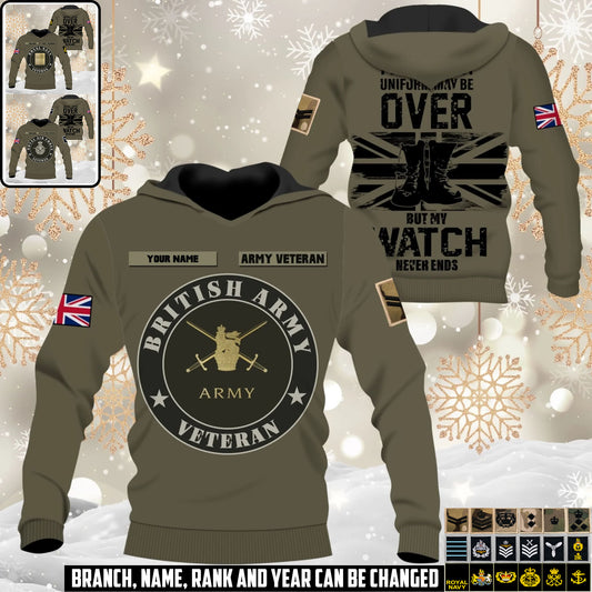 Personalized UK Soldier/Veteran Camo with Name and Rank Hoodie All Over Printed - 1761350402