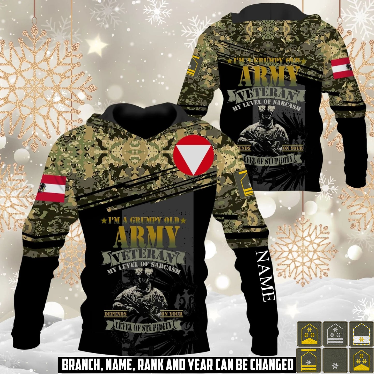 Personalized Austria Soldier/Veteran with Name and Rank Hoodie All Over Printed - 1761350403