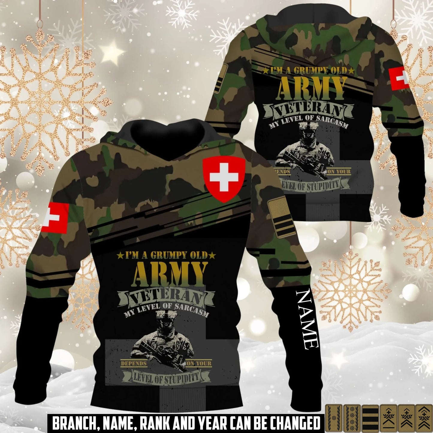 Personalized Swiss Soldier/Veteran with Name and Rank Hoodie All Over Printed - 1761350403