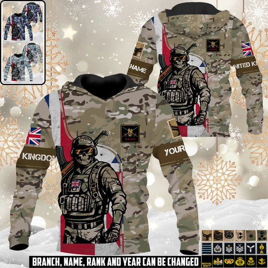 Personalized UK Soldier/Veteran Camo with Name and Rank Hoodie All Over Printed - 1761350404