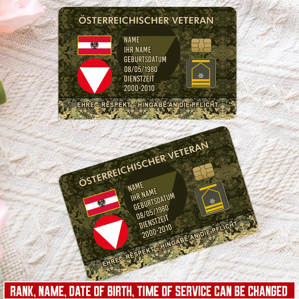 Personalized Austria Soldier/ Veteran With Rank, Name And Year Aluminum Wallet Card - 17637696