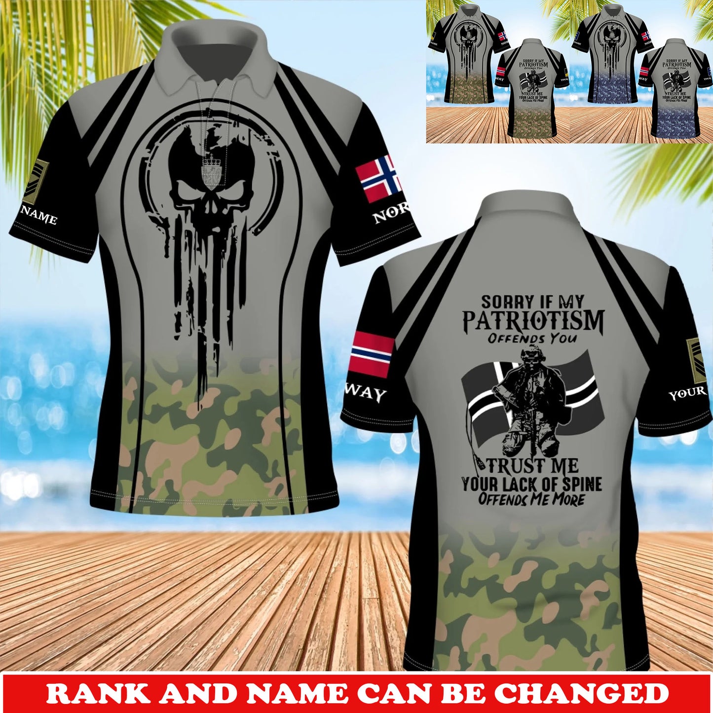 Personalized Norway Soldier/Veteran Camo with Rank and Name T-Shirt All Over Printed - 17741376