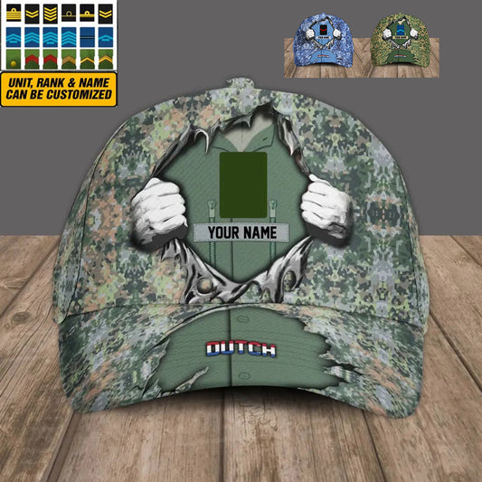 Personalized Rank And Name Dutch Soldier/Veterans Camo Baseball Cap - 3107230001