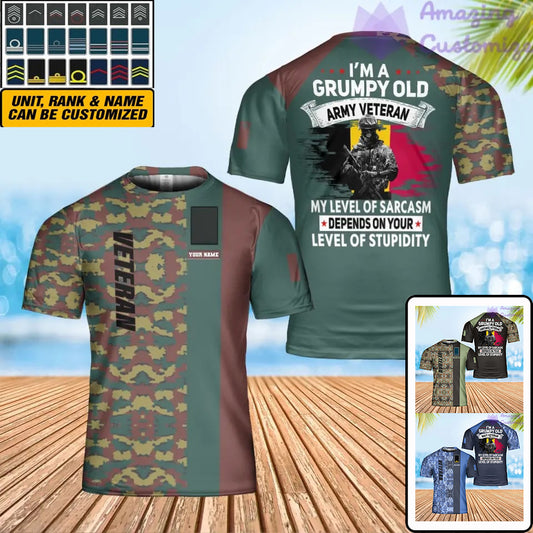 Personalized Belgium Soldier/ Veteran Camo With Name And Rank T-Shirt 3D Printed - 0302240003
