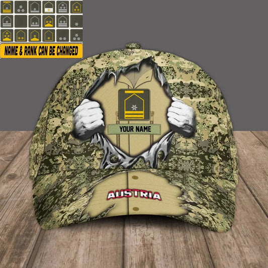 Personalized Rank And Name Austria Soldier/Veterans Camo Baseball Cap - 3107230001