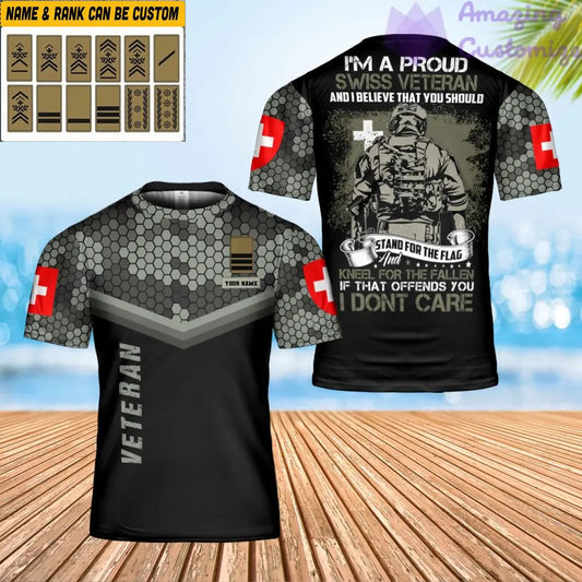 Personalized Swiss Soldier/ Veteran Camo With Name And Rank T-shirt 3D Printed - 1706832002