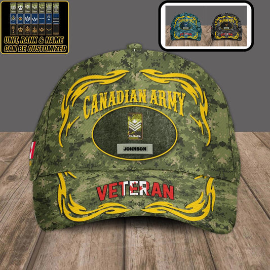 Personalized Rank And Name Canadian Soldier/Veterans Camo Baseball Cap - 1412220003