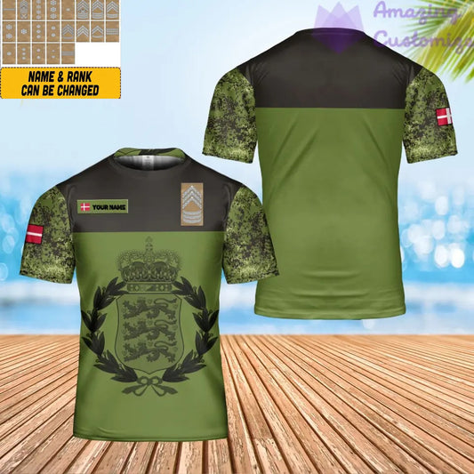 Personalized Denmark Solider/ Veteran Camo With Name And Rank T-shirt 3D Printed - 0502240001