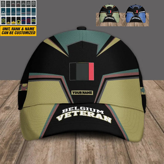 Casquette de baseball camouflage personnalisée avec rang et nom pour soldat/vétéran belge - 16860096