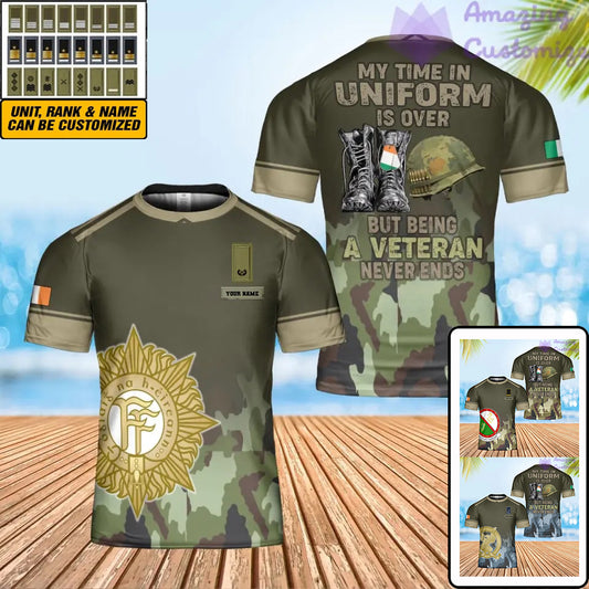 Personalized Ireland Soldier/ Veteran Camo With Name And Rank T-Shirt 3D Printed - 0402240001