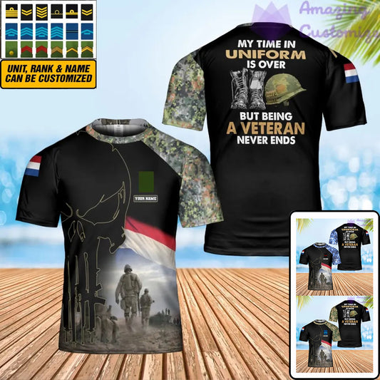Personalized Netherlands Soldier/ Veteran Camo With Name And Rank T-Shirt 3D Printed - 0302240003