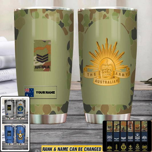 Personalized Australian Veteran/ Soldier With Rank And Name Camo Tumbler All Over Printed 182424941