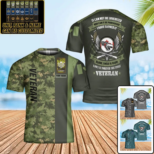 Personalized Canada Soldier/ Veteran Camo With Name And Rank T-Shirt 3D Printed - 0202240002
