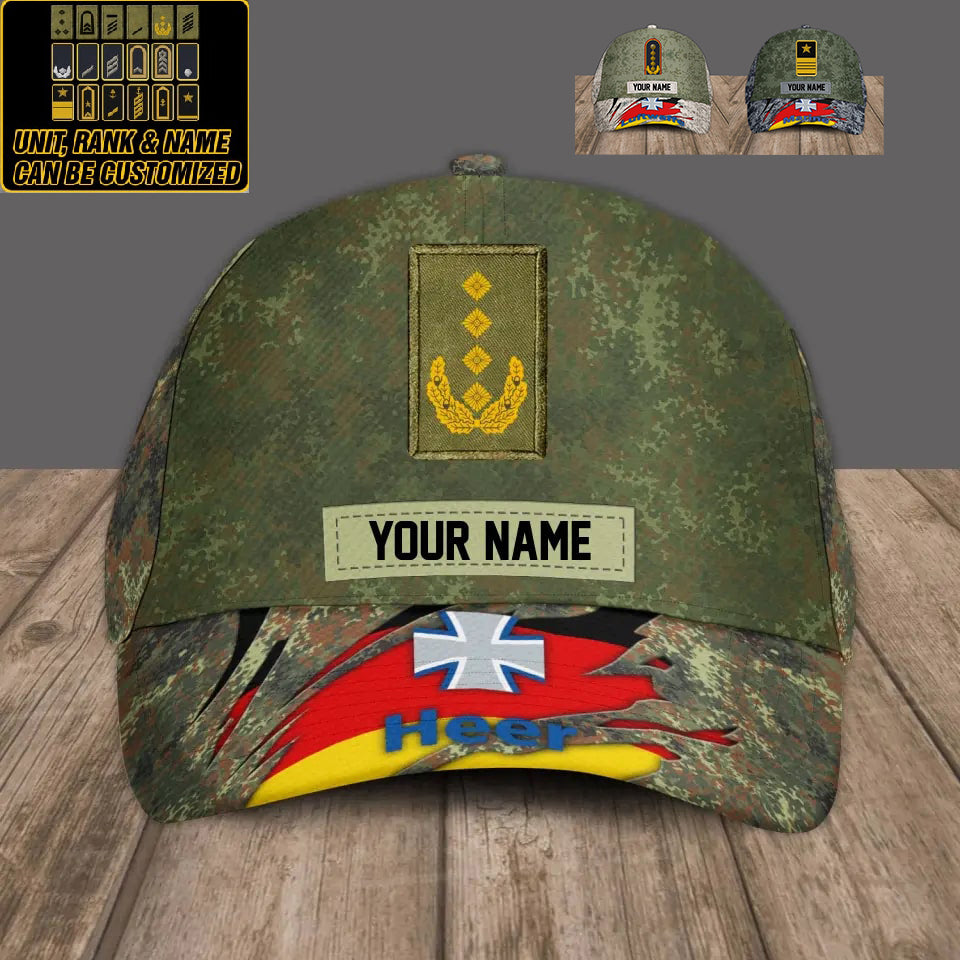 Personalized Rank And Name Germany Soldier/Veterans Camo Baseball Cap Gold Version - 3108230002