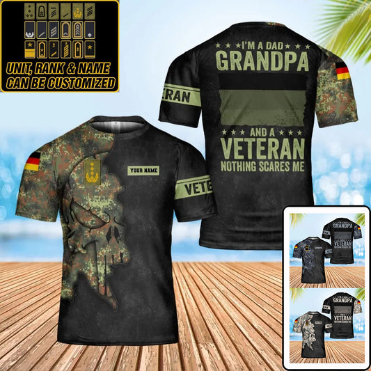 Personalized Germany Soldier/ Veteran Camo With Name And Rank T-Shirt 3D Printed - 0402240005