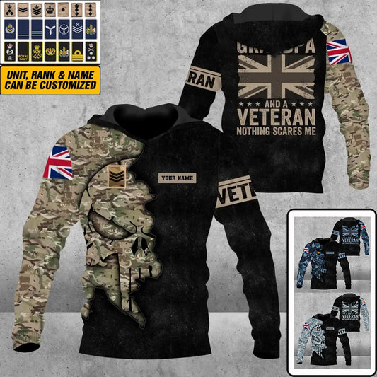 Personalized UK Soldier/ Veteran Camo With Name And Rank Hoodie 3D Printed - 1608230001