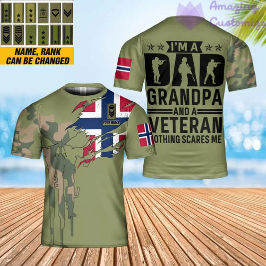 Personalized Norway Soldier/ Veteran Camo With Name And Rank T-shirt 3D Printed - 17070048