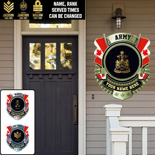 Personalized Rank Name And Year Canadian Soldier/Veterans Camo Cut Metal Sign - Gold Rank - 0102240006