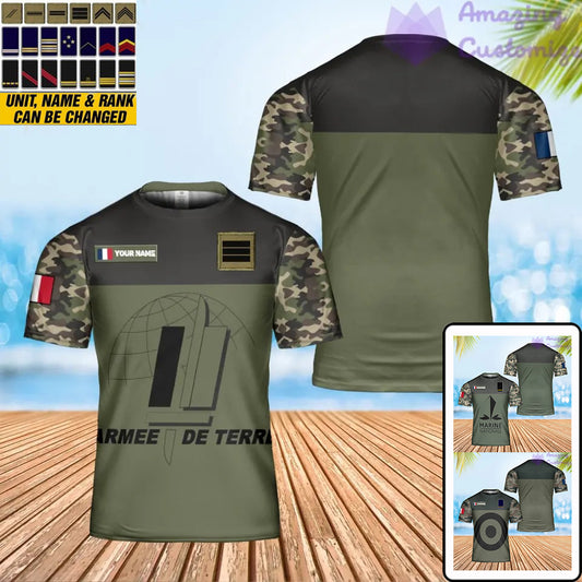 Personalized France Solider/ Veteran Camo With Name And Rank T-Shirt 3D Printed - 17070912
