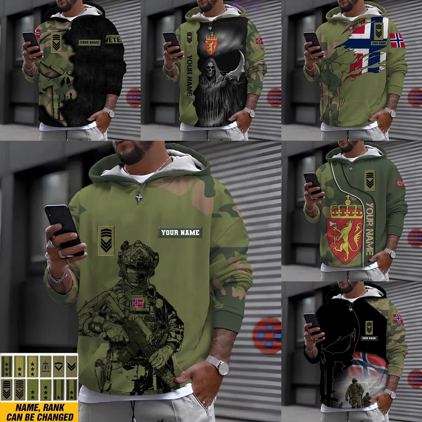 Personalized Norway Soldier/Veteran with Name and Rank Hoodie All Over Printed - 17157312