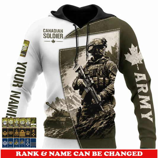 Personalized Canada Soldier/Veteran with Name & Rank Hoodie All Over Printed - 17778528