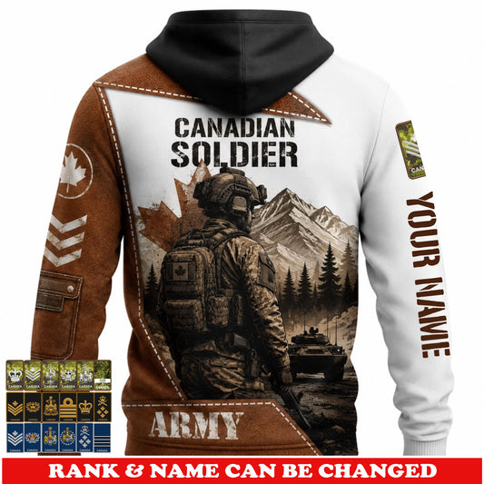 Personalized Canada Soldier/Veteran with Name & Rank Hoodie All Over Printed - 17777664